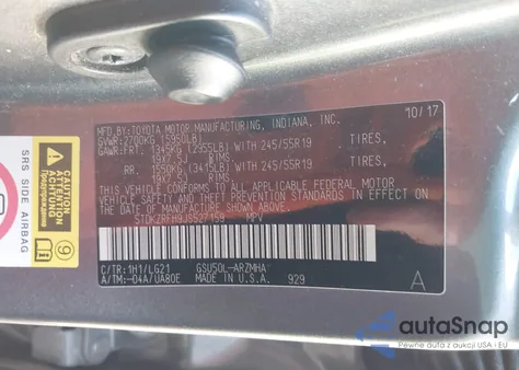 2018 Toyota Highlander Se из США, поврежденный, VIN 5TDKZRFH9JS527159